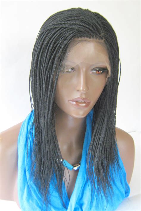 Fully Hand Braided Lace Front Wig Micro Braids Hannah Color 1 In 14