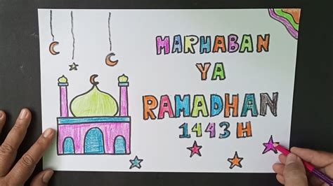 Cara Menggambar Poster Ramadhan Yang Mudah Youtube