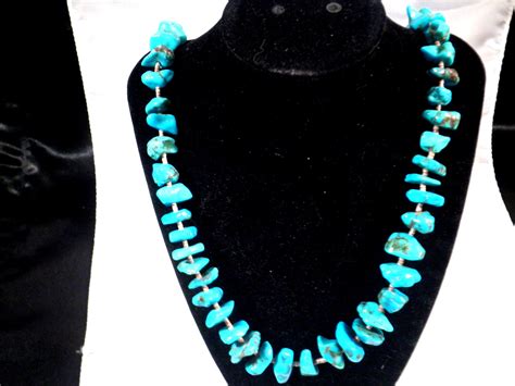 Vintage Native American Turquoise Chunk Necklace Etsy