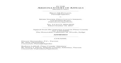 In The Arizona Court Of Appeals €¦ · In The Arizona Court Of