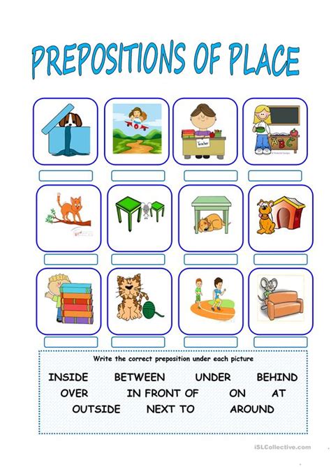 PREPOSITIONS OF PLACE worksheet - Free ESL printable worksheets made by