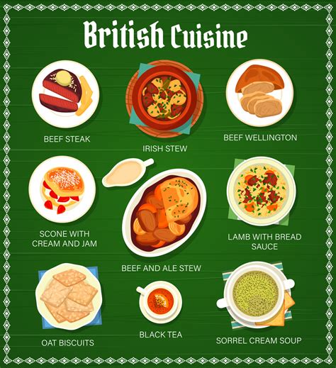 British Cuisine Restaurant Menu With English Food 10876369 Vector Art