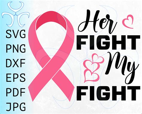 her fight my fight svg for breast cancer awareness with pink etsy uk