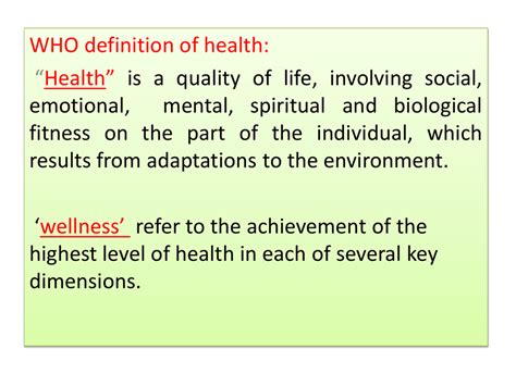7 health equity has also been defined as the absence of. WHO definition of health: Health" " is a quality of life ...