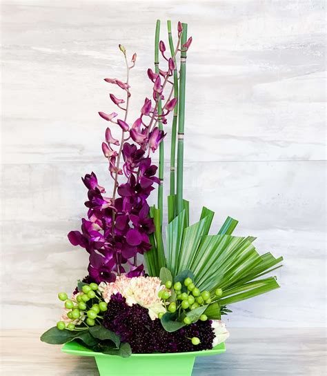 Zen Artistry Flower Arrangements Flowers Purple Orchids