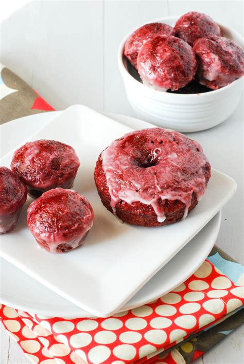 Glazed Baked Red Velvet Donuts