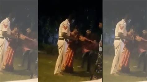 Woman Beating Belt By Policeman हरियाणा वायरल वीडियो में महिला को