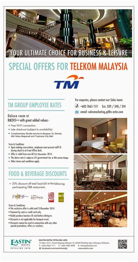 Find out what works well at telekom malaysia from the people who know best. Special Promotion For TM Staff at Eastin Hotel, Petaling ...
