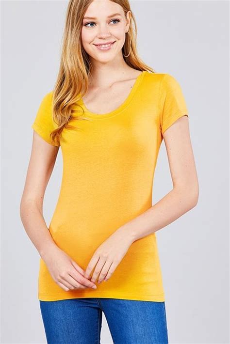 Basic Short Sleeve Scoop Neck Tee By Starting At 7 50 Imported S M L 92 Cotton 8 Spandex