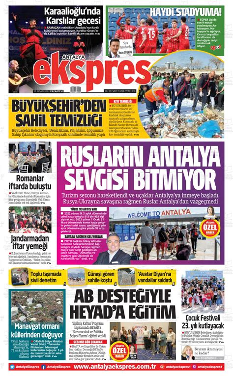 11 Nisan 2022 tarihli Antalya Ekspres Gazete Manşetleri