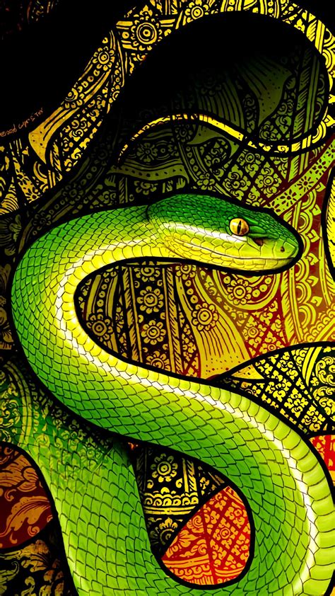 Want to play snake games? Download wallpaper 1440x2560 snake, reptile, pattern, art ...