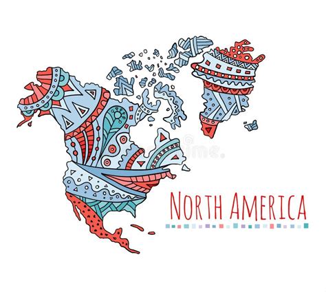 Doodle Map Of North America Stock Vector Illustration Of Earth