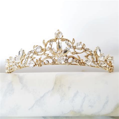 The Audrey Delicate Gold And Crystal Tiara Available Now