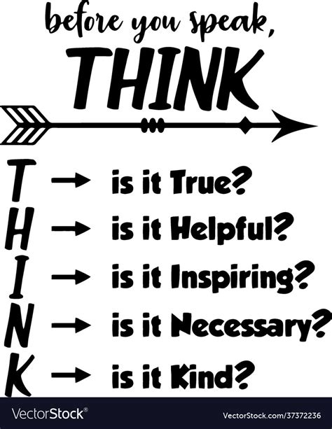 Think Before You Speak Typography Letter Quotes Vector Image