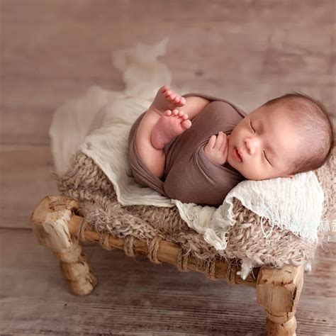 Haimen Baby Photography Props Wooden Bed Photo Shoot Removable