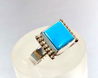 Battle Mountain Blue Gem Turquoise Ring Large Natural High Etsy