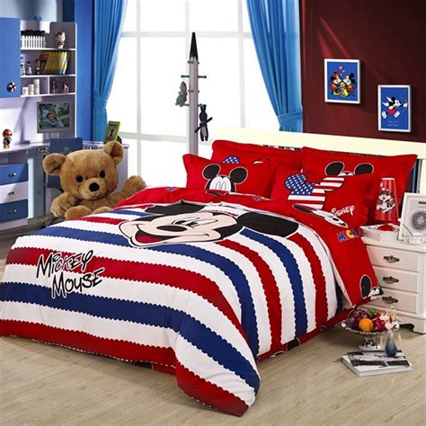 America style red striped mickey mouse duvet cover. 20 Invigorating Mickey and Minnie Bedding Sets | Home ...
