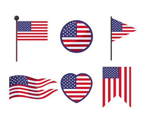 American Flag Set Vector Art And Graphics