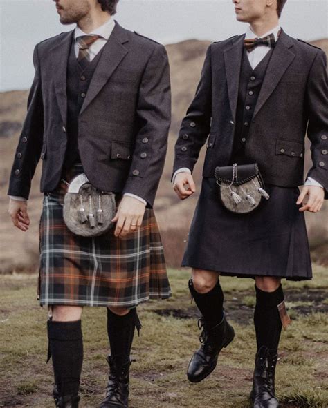 elegant weathered brown tartan kilt outfit