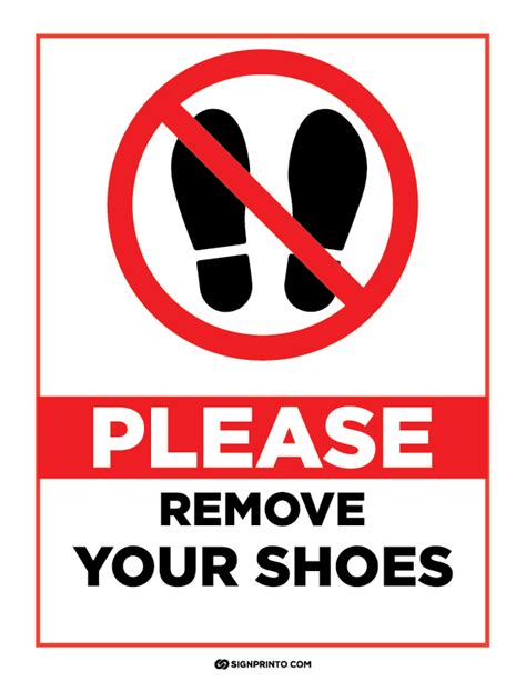 Please Remove Your Shoes Sign Black And Red Pdf Free Printable Sign
