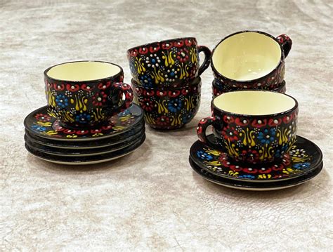 X Ceramic Espresso Cups And Saucers Set Handmade Turkish Coffee Cup