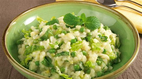 Erbsen Risotto Mit Minze Und Salat Rezept Tegut