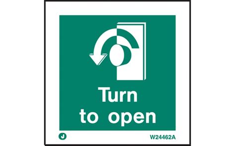 Turn To Open Sign Anti Clockwise White Fire Safety Signs
