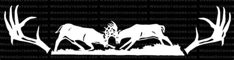 Black and white logos were once the most popular logo style when printed products were still the primary advertising medium. Fighting Bucks With Antlers - Whitetail Deer Hunting Window Decal
