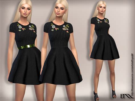 The Sims Resource Mini Dress With Embroidery