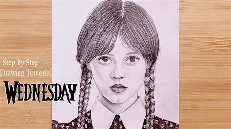 How To Draw Wednesday Addams Drawing Tutorial Step By Step