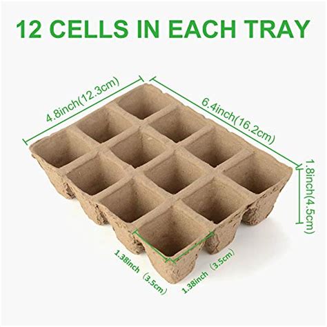 Growneer 144 Cells Peat Pots Seed Starter Trays 12 Packs Biodegradable