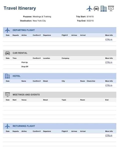 6 Travel Itinerary Templates Word Excel Templates Intended For