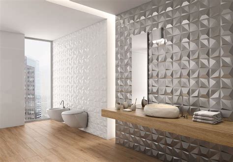 very modern bathroom with 3d wall tiles from solus ceramics amazing dimensional range idée