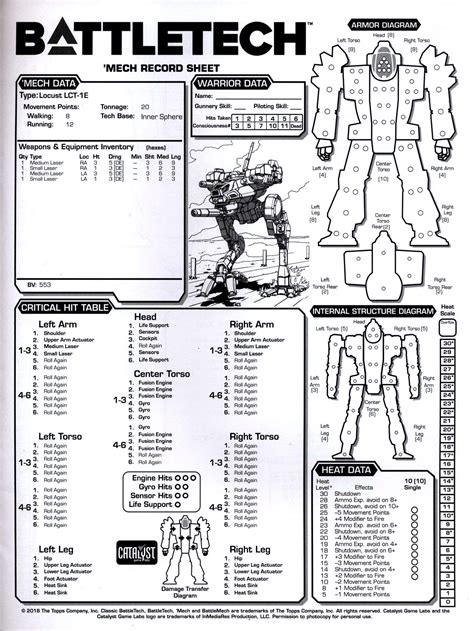 Battletech Record Sheet Booklet 16 Pages 739761850349 Ebay