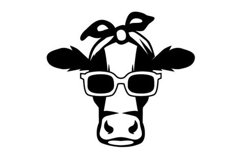 Female Cow With Bandanna And Sun Glasses Svg Cut File By Creative