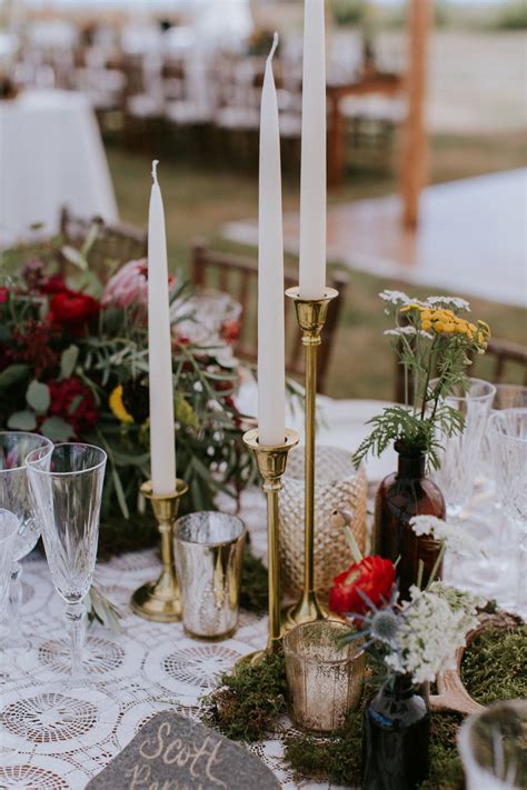 Vintage Brass Candlesticks Wedding Centerpieces Wedding Centerpieces