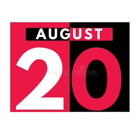 August 20 Modern Daily Calendar Icon Date Day Month Stock