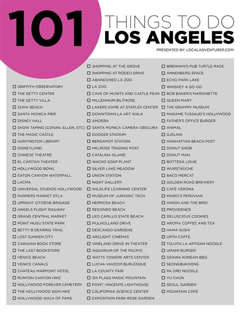 Ultimate Los Angeles Bucket List 101 Things To Do In La Local Adventurer Travel Adventures