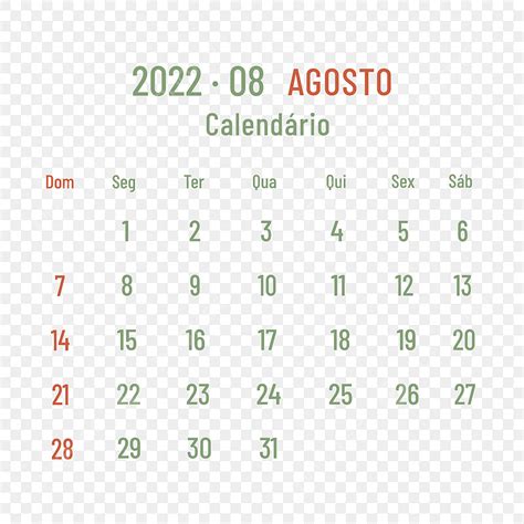 August Calendar Vector Design Images August 2022 Calendar Green