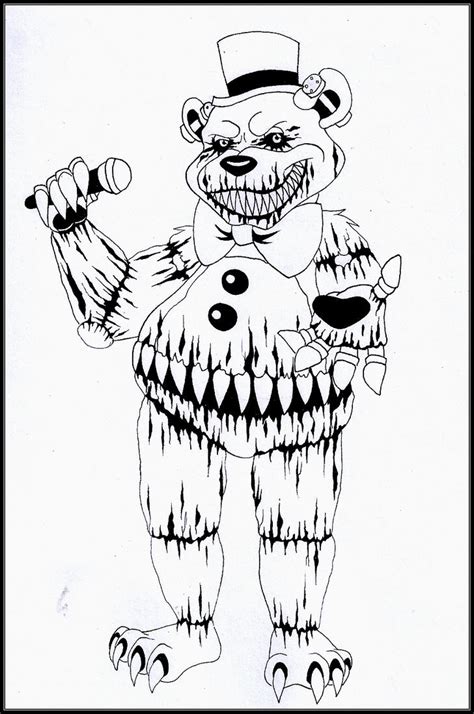 Fnaf Nightmare Freddy Coloring Pages Free Printable Templates