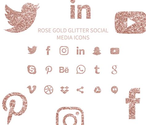 Rose Gold Glitter Social Media Icons Svg Png Etsy Singapore