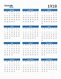 1918 Calendar (PDF, Word, Excel)