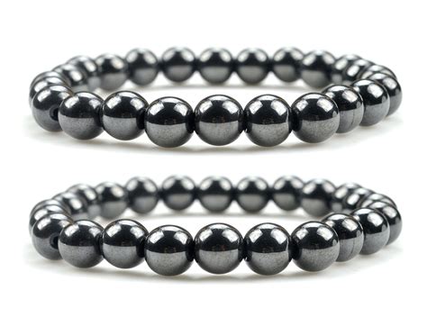 Luos Set Of 2 Magnetic Hematite Therapy Bracelets Lg 12mm Pain Relief