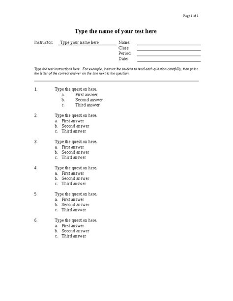 6 Quiz Templates Excel Pdf Formats