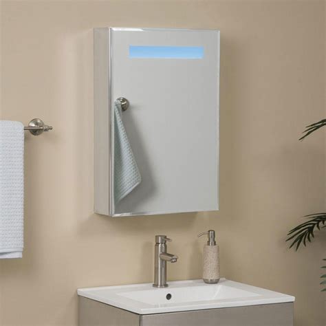 Need more than just a mirror in a small or half bath? Brilliant Aluminum Medicine Cabinet with Lighted Mirror ...