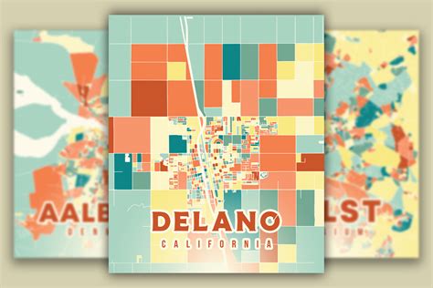 Delano California Colorful Map Graphic By Poster Boutique · Creative