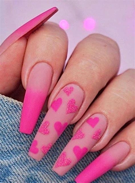 French ombre and pink nails. eous pink ombre valentines nails with hearts! - valentines ...