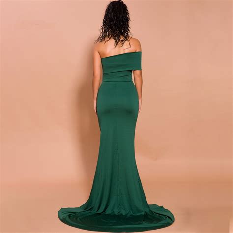 Elegant Green Mermaid Prom Dress Long Off The Shoulder Evening Gowns