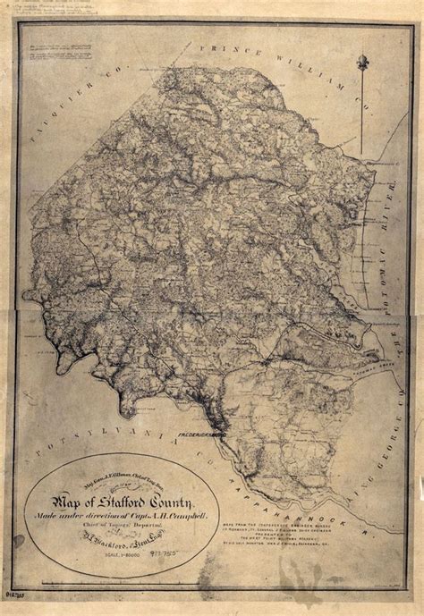 1864 Map Of Stafford County Virginia Stafford County Wall Maps Stafford