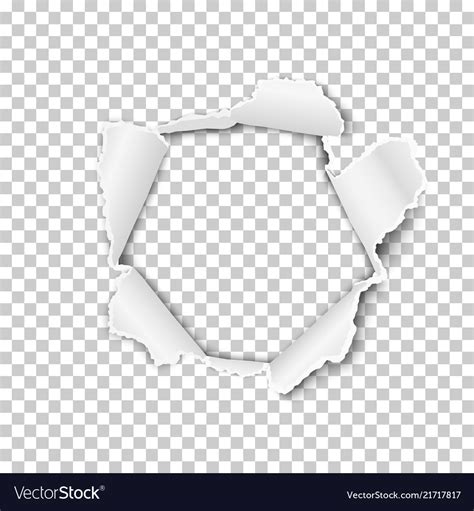 Torn Hole In The Transparent Sheet Of Paper Vector Image